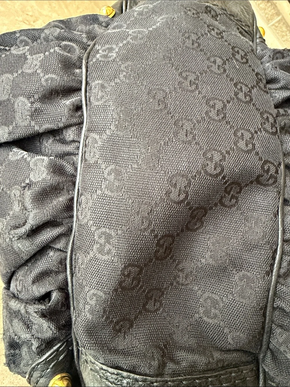 Gucci Monogram Large Jockey Hobo Black